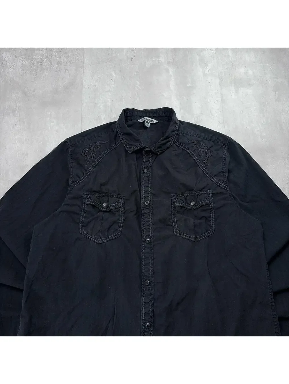 Y2K Machine Grunge Gothic Skater Long Sleeve Button Up Shirt